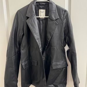 Black Vegan Leather Blazer from Abercrombie.